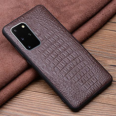 Soft Luxury Leather Snap On Case Cover R04 for Samsung Galaxy S20 Plus Brown