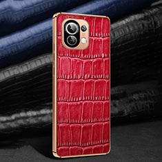 Soft Luxury Leather Snap On Case Cover R04 for Xiaomi Mi 11 Lite 4G Red