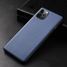 Soft Luxury Leather Snap On Case Cover R05 for Apple iPhone 12 Pro Blue