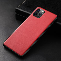 Soft Luxury Leather Snap On Case Cover R05 for Apple iPhone 12 Pro Max Red