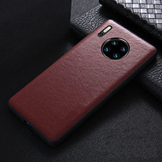 Soft Luxury Leather Snap On Case Cover R05 for Huawei Mate 30 Red Wine
