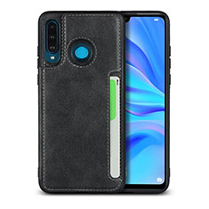 Soft Luxury Leather Snap On Case Cover R05 for Huawei Nova 4e Black