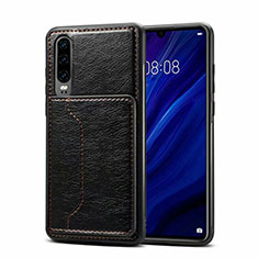 Soft Luxury Leather Snap On Case Cover R05 for Huawei P30 Black