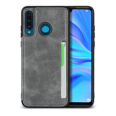 Soft Luxury Leather Snap On Case Cover R05 for Huawei P30 Lite XL Gray