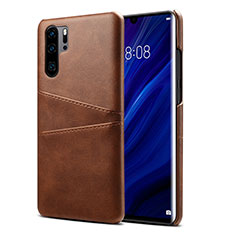 Soft Luxury Leather Snap On Case Cover R05 for Huawei P30 Pro New Edition Brown