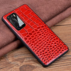 Soft Luxury Leather Snap On Case Cover R05 for Huawei P40 Pro Red