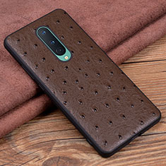 Soft Luxury Leather Snap On Case Cover R05 for OnePlus 8 Brown