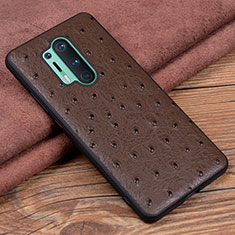 Soft Luxury Leather Snap On Case Cover R05 for OnePlus 8 Pro Brown