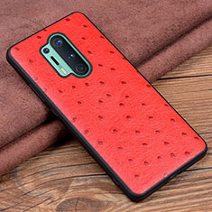 Soft Luxury Leather Snap On Case Cover R05 for OnePlus 8 Pro Red