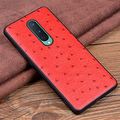 Soft Luxury Leather Snap On Case Cover R05 for OnePlus 8 Red