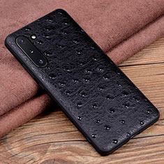 Soft Luxury Leather Snap On Case Cover R05 for Samsung Galaxy Note 10 5G Black
