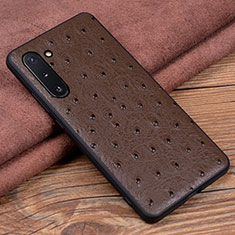 Soft Luxury Leather Snap On Case Cover R05 for Samsung Galaxy Note 10 Brown