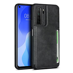 Soft Luxury Leather Snap On Case Cover R06 for Huawei Nova 7 SE 5G Black