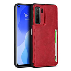 Soft Luxury Leather Snap On Case Cover R06 for Huawei Nova 7 SE 5G Red