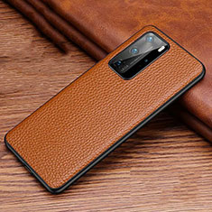 Soft Luxury Leather Snap On Case Cover R06 for Huawei P40 Pro Orange