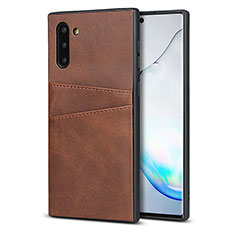 Soft Luxury Leather Snap On Case Cover R06 for Samsung Galaxy Note 10 5G Brown