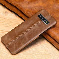 Soft Luxury Leather Snap On Case Cover R06 for Samsung Galaxy S10 5G Orange