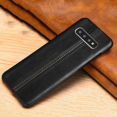 Soft Luxury Leather Snap On Case Cover R06 for Samsung Galaxy S10 Black