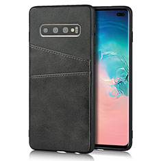 Soft Luxury Leather Snap On Case Cover R06 for Samsung Galaxy S10 Plus Black
