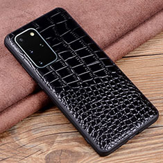 Soft Luxury Leather Snap On Case Cover R06 for Samsung Galaxy S20 Plus Black