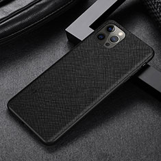 Soft Luxury Leather Snap On Case Cover R07 for Apple iPhone 12 Pro Black