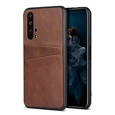 Soft Luxury Leather Snap On Case Cover R07 for Huawei Honor 20 Pro Brown