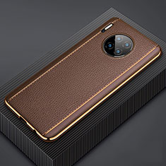 Soft Luxury Leather Snap On Case Cover R07 for Huawei Mate 30 Brown