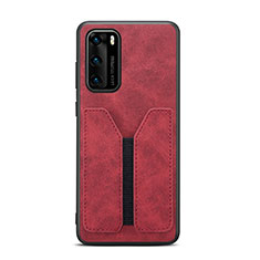 Soft Luxury Leather Snap On Case Cover R07 for Huawei P40 Red