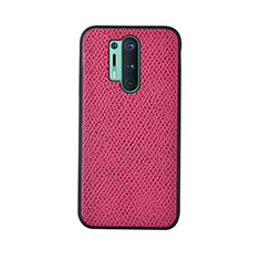 Soft Luxury Leather Snap On Case Cover R07 for OnePlus 8 Pro Hot Pink