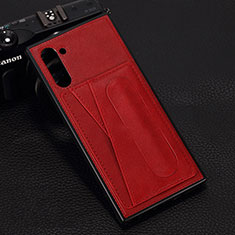 Soft Luxury Leather Snap On Case Cover R07 for Samsung Galaxy Note 10 5G Red