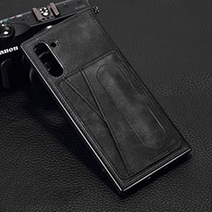 Soft Luxury Leather Snap On Case Cover R07 for Samsung Galaxy Note 10 Black