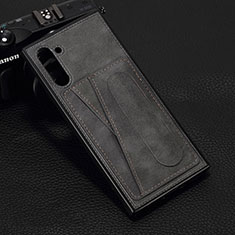 Soft Luxury Leather Snap On Case Cover R07 for Samsung Galaxy Note 10 Gray