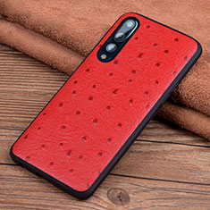 Soft Luxury Leather Snap On Case Cover R08 for Huawei P20 Pro Red