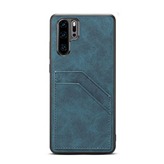 Soft Luxury Leather Snap On Case Cover R08 for Huawei P30 Pro Blue