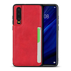 Soft Luxury Leather Snap On Case Cover R08 for Huawei P30 Red