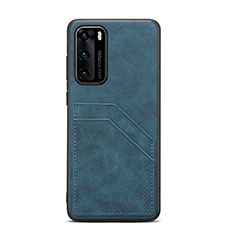 Soft Luxury Leather Snap On Case Cover R08 for Huawei P40 Blue