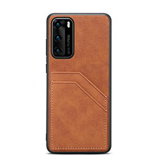 Soft Luxury Leather Snap On Case Cover R08 for Huawei P40 Orange