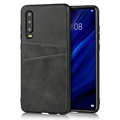Soft Luxury Leather Snap On Case Cover R09 for Huawei P30 Black