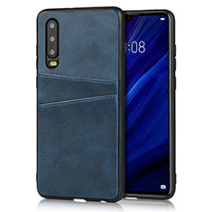 Soft Luxury Leather Snap On Case Cover R09 for Huawei P30 Blue