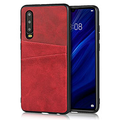 Soft Luxury Leather Snap On Case Cover R09 for Huawei P30 Red