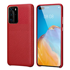 Soft Luxury Leather Snap On Case Cover R09 for Huawei P40 Pro Red