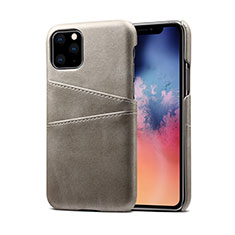 Soft Luxury Leather Snap On Case Cover R10 for Apple iPhone 11 Pro Max Gray