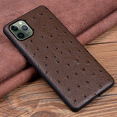 Soft Luxury Leather Snap On Case Cover R12 for Apple iPhone 11 Pro Brown