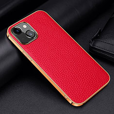 Soft Luxury Leather Snap On Case Cover S01 for Apple iPhone 13 Mini Red