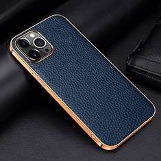 Soft Luxury Leather Snap On Case Cover S01 for Apple iPhone 13 Pro Blue