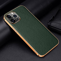 Soft Luxury Leather Snap On Case Cover S01 for Apple iPhone 13 Pro Green