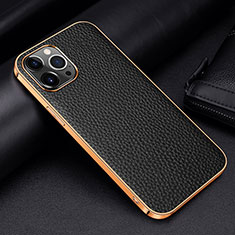 Soft Luxury Leather Snap On Case Cover S01 for Apple iPhone 13 Pro Max Black