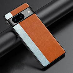 Soft Luxury Leather Snap On Case Cover S01 for Google Pixel 8 5G Brown