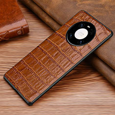 Soft Luxury Leather Snap On Case Cover S01 for Huawei Mate 40 Brown