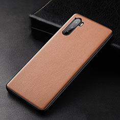 Soft Luxury Leather Snap On Case Cover S01 for Huawei Mate 40 Lite 5G Light Brown